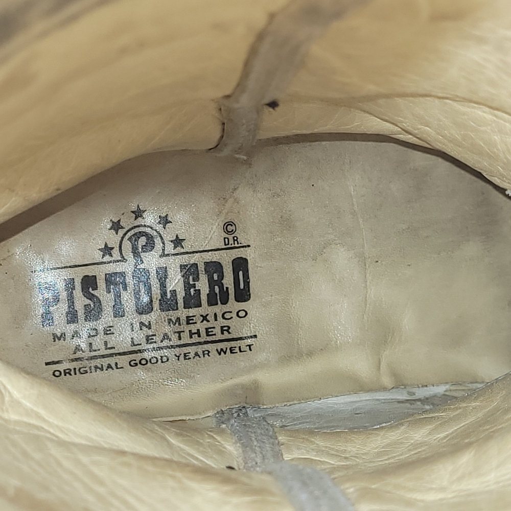 PISTOLERO Cream Ostrich Leather Cowboy/Cowgirl Boots Embroidery Size W9 Men 6 - Picture 11 of 13